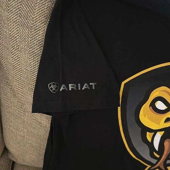 NWT ARIAT Men Texas Rattlers Head Blk Short Sleeve 100% Cotton Graphic Shirt LG - Picture 7 of 9